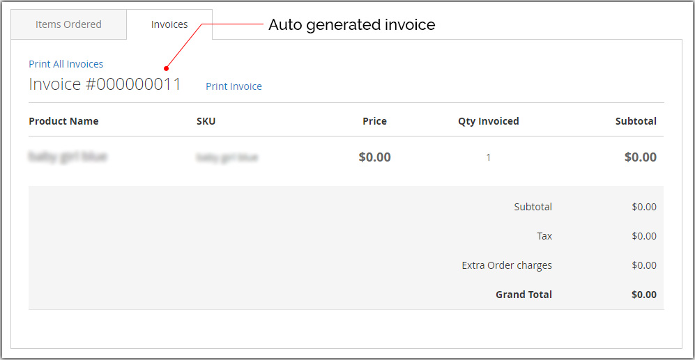 Auto Invoice Generated